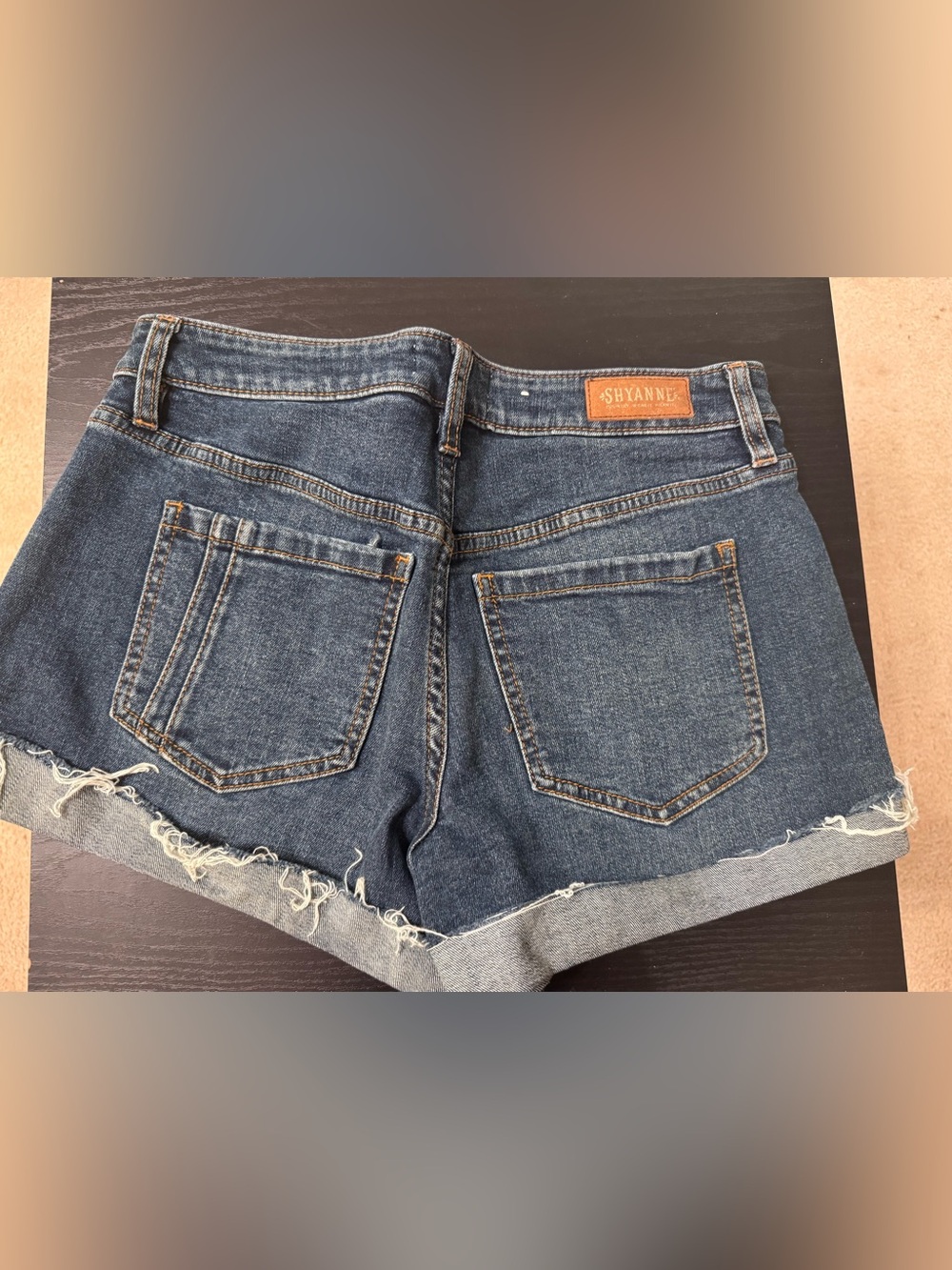 Shyanne Dark Blue Denim Cutoff Shorts with Raw Hem